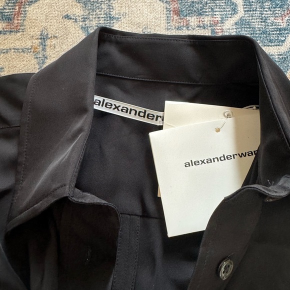 NWT Alexander Wang Ruched Waist Oversize Button-Up Shirt in Black - Picture 5 of 8